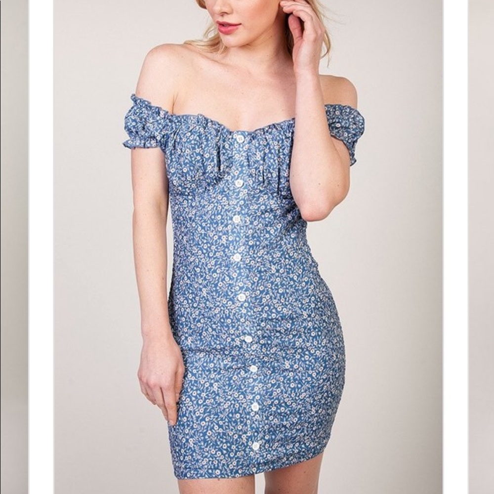 Chambray Floral Mini Dress